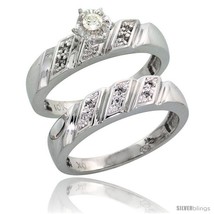 Size 5.5 - Sterling Silver 2-Piece Diamond Engagement Ring Set, w/ 0.10 Carat  - £110.96 GBP