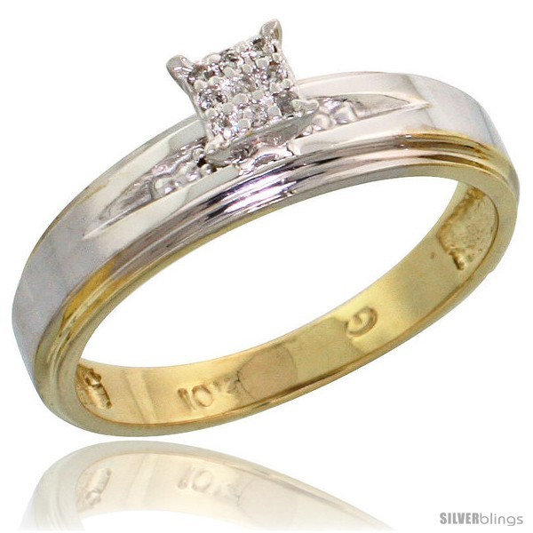 Primary image for Size 5 - 10k Yellow Gold Diamond Engagement Ring 0.06 cttw Brilliant Cut, 3/16 