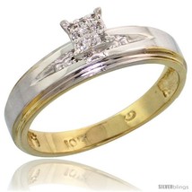 Size 5 - 10k Yellow Gold Diamond Engagement Ring 0.06 cttw Brilliant Cut, 3/16  - £195.41 GBP