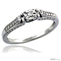 Size 10 - Sterling Silver Diamond Vintage Style 7-Stone Engagement Ring Rhodium  - £152.78 GBP