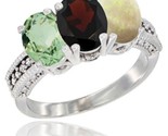 Te gold natural green amethyst garnet opal ring 3 stone 7x5 mm oval diamond accent thumb155 crop
