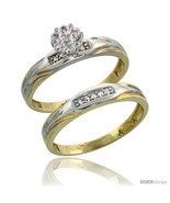 Size 6 - 10k Yellow Gold Diamond Engagement Rings Set 2-Piece 0.09 cttw  - £304.54 GBP