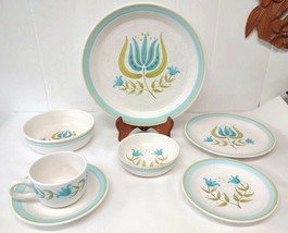 Franciscan Earthenware TULIP TIME Patter 7 Piece Place Setting Dinner Br... - £51.77 GBP