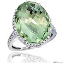 Size 7 - 14k White Gold Diamond Green-Amethyst Ring 13.56 Carat Oval Shape  - $1,026.92