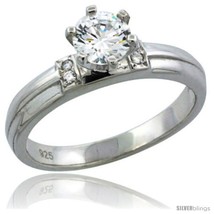 Size 7 - Sterling Silver Cubic Zirconia Solitaire Engagement Ring 1 ct s... - £28.22 GBP