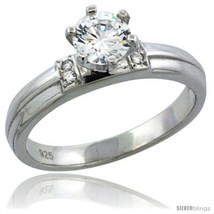 Size 6 - Sterling Silver Cubic Zirconia Solitaire Engagement Ring 1 ct s... - £28.35 GBP