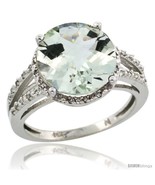 Size 5 - 14k White Gold Diamond Green-Amethyst Ring 5.25 ct Round Shape ... - £572.89 GBP