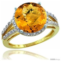 Size 5 - 14k Yellow Gold Diamond Whisky Quartz Ring 5.25 ct Round Shape 11 mm,  - £549.75 GBP