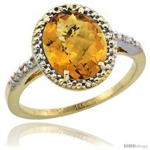 Size 5 - 14k Yellow Gold Diamond Whisky Quartz Ring 2.4 ct Oval Stone 10x8 mm,  - £402.85 GBP