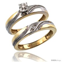 Size 7.5 - 14k Gold 2-Pc Diamond Engagement Ring Set w/ 0.043 Carat Brilliant  - £688.76 GBP