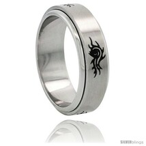 Size 7.5 - Surgical Steel 8mm Tribal Pattern Spinner Ring Wedding Band M... - $17.54