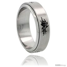 Size 9.5 - Surgical Steel 8mm Tribal Pattern Spinner Ring Wedding Band M... - $17.54