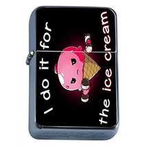 Ice Cream Fitness Flip Top Oil Lighter Em1 Smoking Cigarette Silver Case Include - $8.95