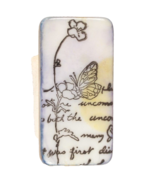 Vintage Domino Tile Hand Painted Artisan Pin Brooch Floral Design Signed - €10,51 EUR