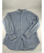 Polo Ralph Lauren Shirt Mens Large Blue White Classic Fit Striped Button Up - $19.66 CAD