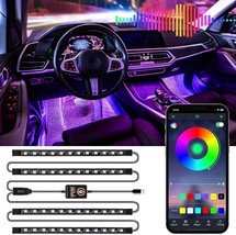 Smart RGB LED Interior Lights 2 Lines Design with USB Port App Control Music Mod - £28.04 GBP