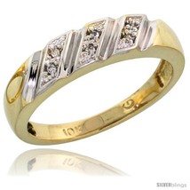 Size 10 - 10k Yellow Gold Ladies Diamond Wedding Band Ring 0.03 cttw Brilliant  - £193.15 GBP