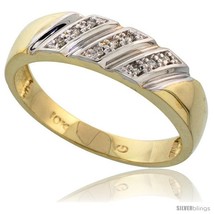 Size 9 - 10k Yellow Gold Mens Diamond Wedding Band Ring 0.05 cttw Brilliant  - £256.33 GBP