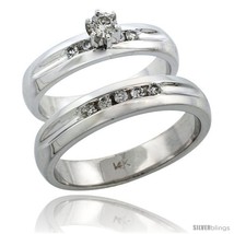 Size 10 - 14k White Gold 2-Piece Diamond Ring Band Set w/ Rhodium Accent (  - £1,542.14 GBP