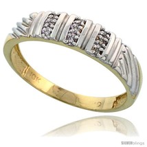 Size 12.5 - 10k Yellow Gold Mens Diamond Wedding Band Ring 0.05 cttw Brilliant  - £202.85 GBP