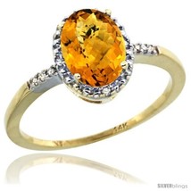 Size 5 - 14k Yellow Gold Diamond Whisky Quartz Ring 1.17 ct Oval Stone 8x6 mm,  - £320.81 GBP