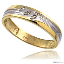 Size 8 - 14k Gold Men&#39;s Diamond Wedding Ring Band, w/ 0.026 Carat Brilliant Cut  - £318.17 GBP