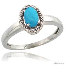 Size 8 - Sterling Silver Diamond Halo Sleeping Beauty Turquoise Ring 0.75 Carat  - £55.36 GBP