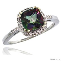 Size 5 - 14k White Gold Diamond Mystic Topaz Ring 1.5 ct Checkerboard Cut  - £427.32 GBP