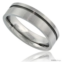 Size 10 - Surgical Steel 6mm Wedding Band Ring single Groove Comfort-Fit Matte  - £13.02 GBP