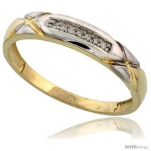 Size 9.5 - Gold Plated Sterling Silver Mens Diamond Wedding Band, 3/16 in  - £63.47 GBP