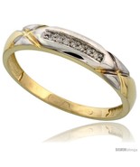 Size 12.5 - Gold Plated Sterling Silver Mens Diamond Wedding Band, 3/16 in  - £63.48 GBP