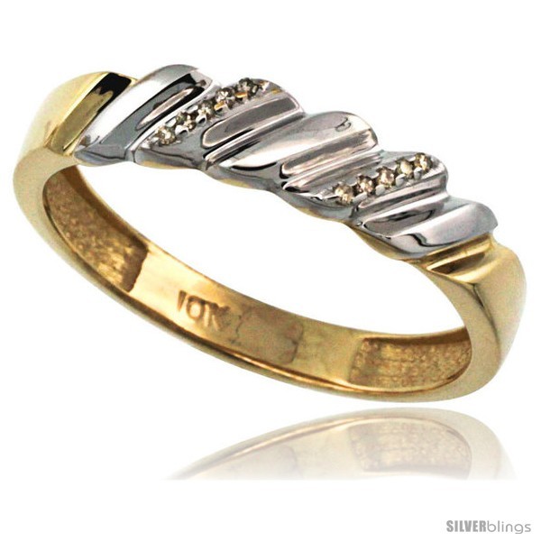 Primary image for Size 9.5 - 14k Gold Men's Diamond Wedding Ring Band, w/ 0.063 Carat Brilliant 
