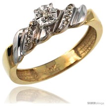 Size 8.5 - 14k Gold Diamond Engagement Ring w/ 0.08 Carat Brilliant Cut  - £322.58 GBP