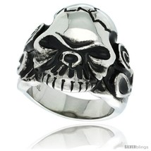 Size 9 - Surgical Steel Biker Ring Cracked Skull Flames on each  - $25.50