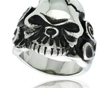 Surgical steel biker ring cracked skull flames on each side thumb155 crop