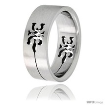 Surgical steel tribal gecko ring 8mm wedding band style rss51 thumb200