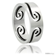 Size 12 - Surgical Steel Swirl Ring 8mm Wedding Band Matte  - £13.28 GBP