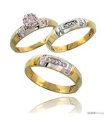 Size 6 - 10k Yellow Gold Diamond Trio Engagement Wedding Ring 3-piece Se... - £541.00 GBP
