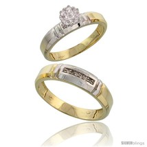 Size 10 - 10k Yellow Gold Diamond Engagement Rings 2-Piece Set for Men and  - £384.44 GBP