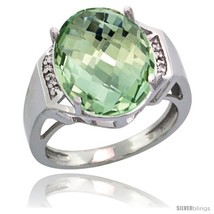 Size 8 - 14k White Gold Diamond Green-Amethyst Ring 9.7 ct Large Oval Stone  - £713.09 GBP