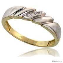 Size 10 - Gold Plated Sterling Silver Mens Diamond Wedding Band, 3/16 in wide  - £47.82 GBP