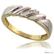 Size 13.5 - Gold Plated Sterling Silver Mens Diamond Wedding Band, 3/16 in wide  - £49.18 GBP
