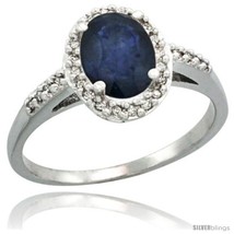 Size 5 - 10k White Gold Diamond Blue Sapphire Ring Oval Stone 8x6 mm 1.17 ct  - £440.59 GBP