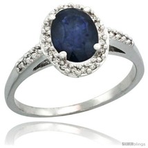 Size 6 - 10k White Gold Diamond Blue Sapphire Ring Oval Stone 8x6 mm 1.17 ct  - £439.25 GBP