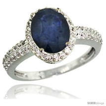 Size 10 - 10k White Gold Diamond Blue Sapphire Ring Oval Stone 9x7 mm 1.76 ct  - £836.25 GBP