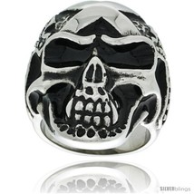 Size 10 - Surgical Steel Biker Skull Ring w/  - £20.31 GBP