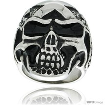 Size 15 - Surgical Steel Biker Skull Ring w/  - £20.31 GBP