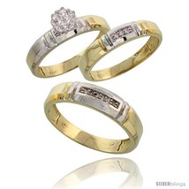Size 8 - 10k Yellow Gold Diamond Trio Engagement Wedding Ring 3-piece Set for  - £523.76 GBP