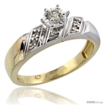 Size 5.5 - Gold Plated Sterling Silver Diamond Engagement Ring, 3/16 in wide  - £62.81 GBP