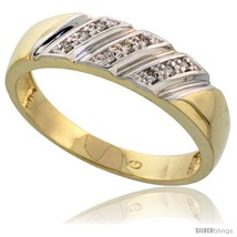 Size 11 - Gold Plated Sterling Silver Mens Diamond Wedding Band, 1/4 in ... - £70.60 GBP